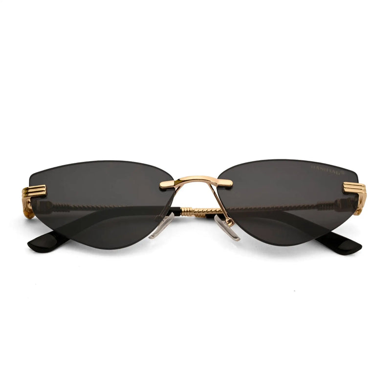 Glimmer | Black Medium Rim Less Oval Sunglasses for Men & Women [UV-protected]