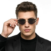 Glimmer | Black Medium Rim Less Oval Sunglasses for Men & Women [UV-protected]