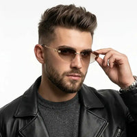 Glimmer | Gradient Brown Medium Rim Less Oval Sunglasses for Men & Women [UV-protected]