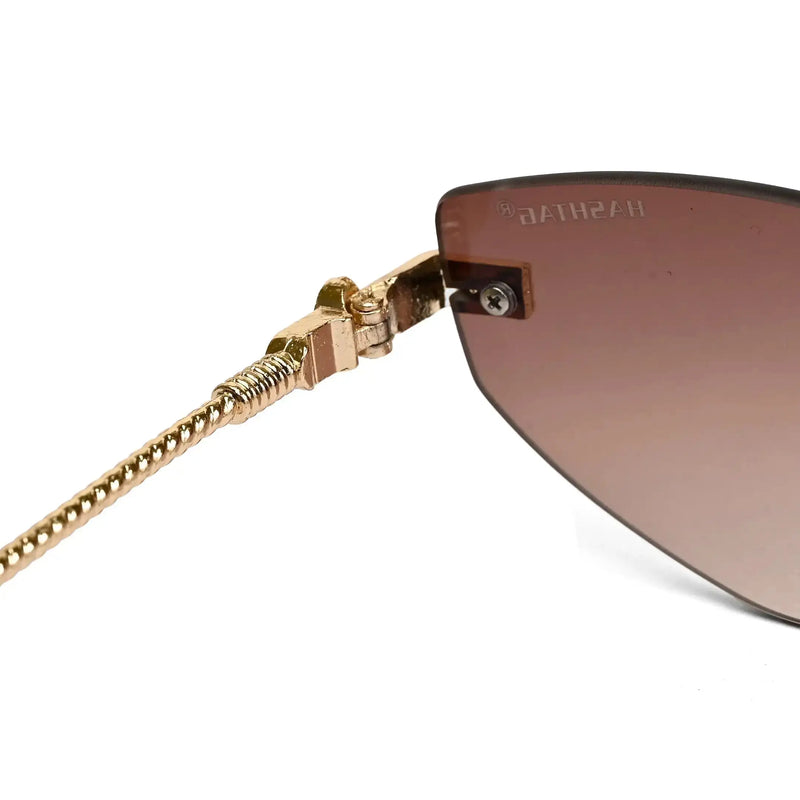 Glimmer | Gradient Brown Medium Rim Less Oval Sunglasses for Men & Women [UV-protected]