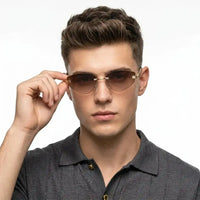 Glimmer | Gradient Brown Medium Rim Less Oval Sunglasses for Men & Women [UV-protected]