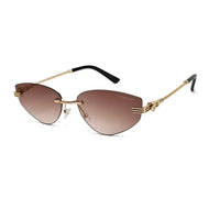 Glimmer | Gradient Brown Medium Rim Less Oval Sunglasses for Men & Women [UV-protected]