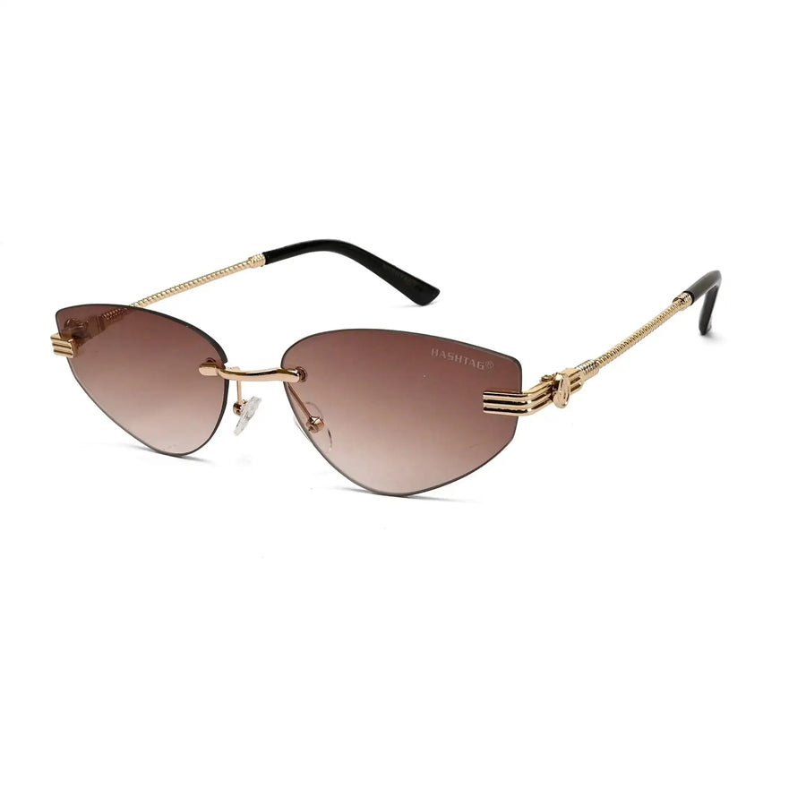 Glimmer | Gradient Brown Medium Rim Less Oval Sunglasses for Men & Women [UV-protected]