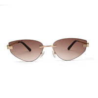 Glimmer | Gradient Brown Medium Rim Less Oval Sunglasses for Men & Women [UV-protected]