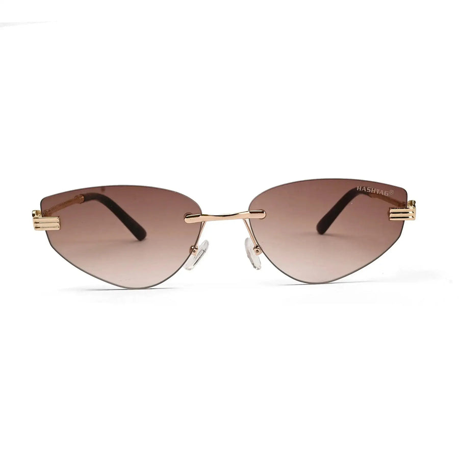 Glimmer | Gradient Brown Medium Rim Less Oval Sunglasses for Men & Women [UV-protected]