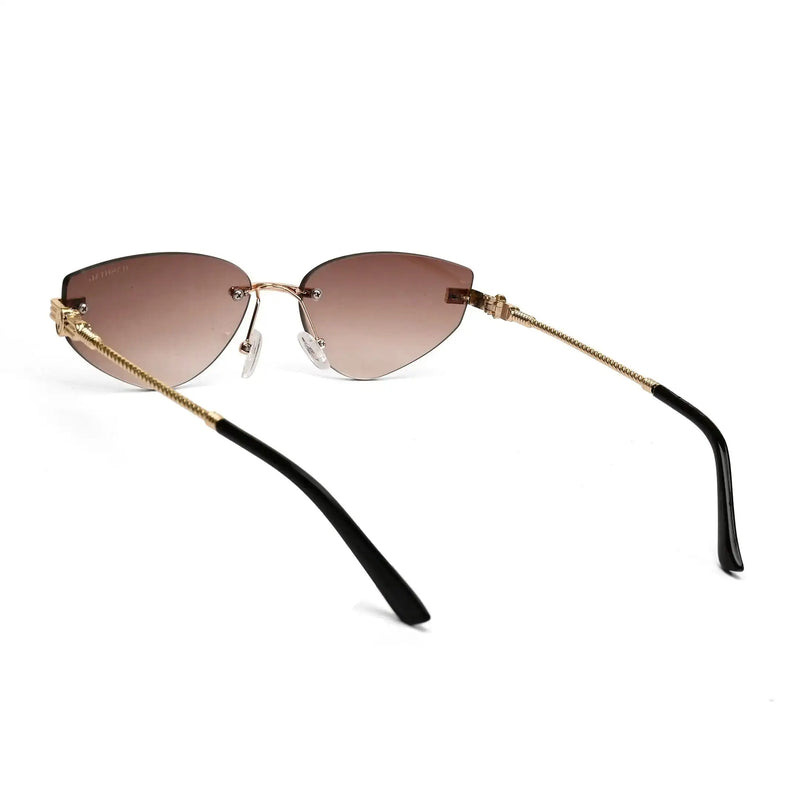 Glimmer | Gradient Brown Medium Rim Less Oval Sunglasses for Men & Women [UV-protected]