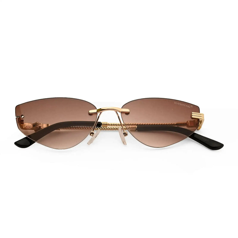 Glimmer | Gradient Brown Medium Rim Less Oval Sunglasses for Men & Women [UV-protected]