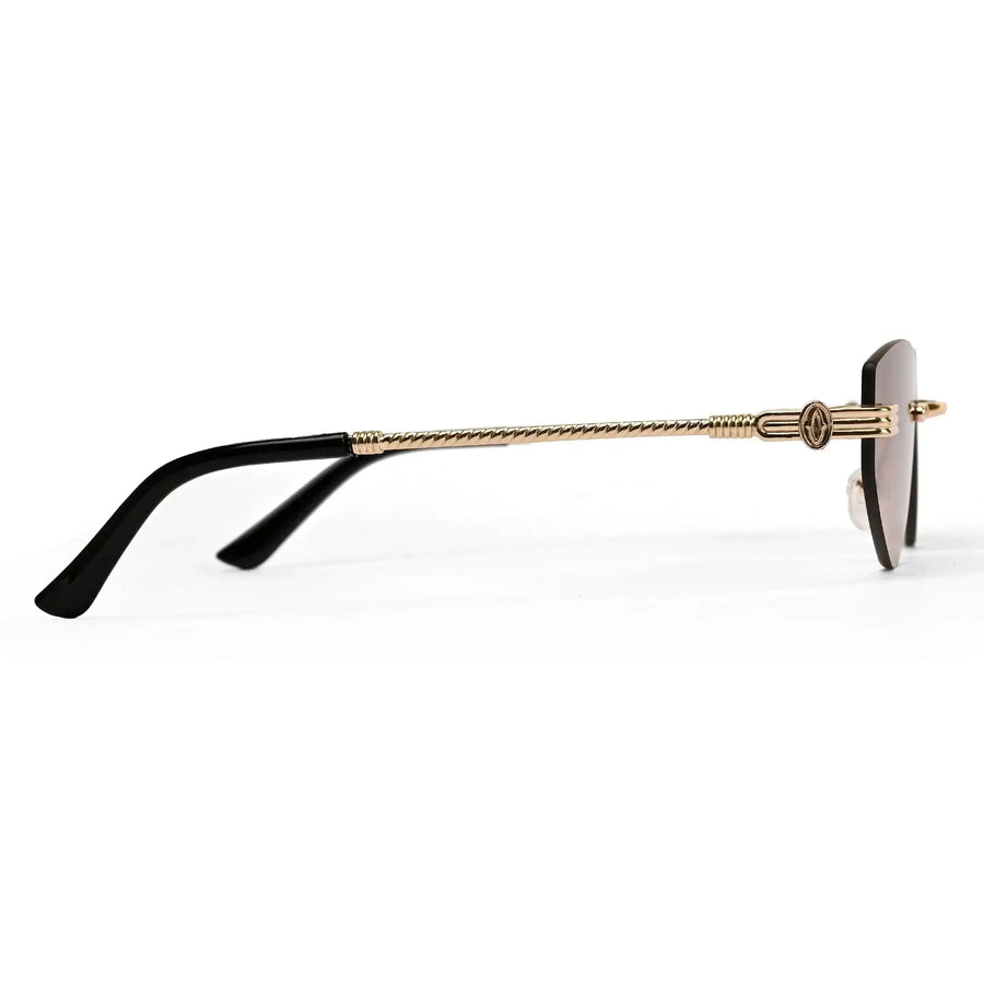 Glimmer | Gradient Brown Medium Rim Less Oval Sunglasses for Men & Women [UV-protected]