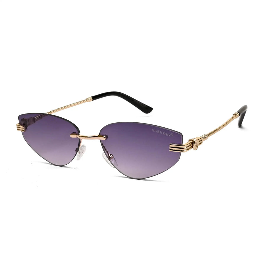 Glimmer | Gradient Purple Medium Rim Less Oval Sunglasses for Men & Women [UV-protected]