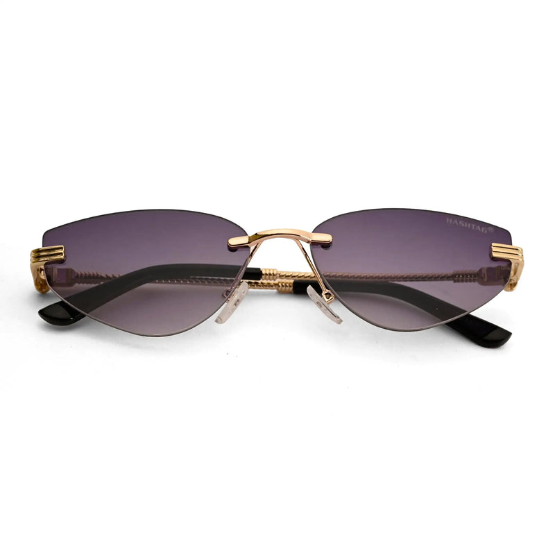 Glimmer | Gradient Purple Medium Rim Less Oval Sunglasses for Men & Women [UV-protected]