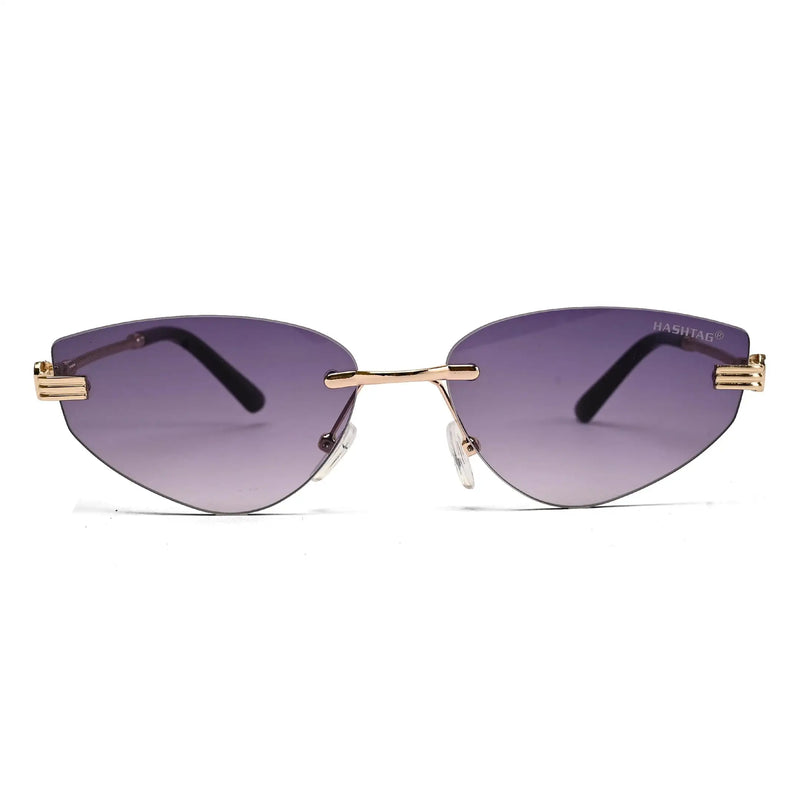 Glimmer | Gradient Purple Medium Rim Less Oval Sunglasses for Men & Women [UV-protected]