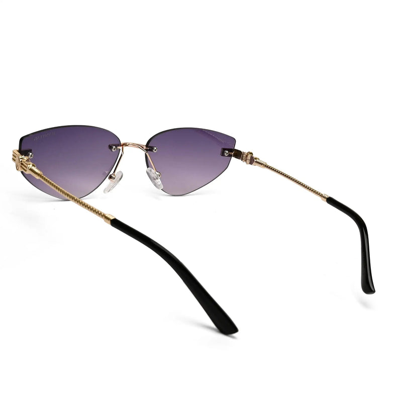 Glimmer | Gradient Purple Medium Rim Less Oval Sunglasses for Men & Women [UV-protected]