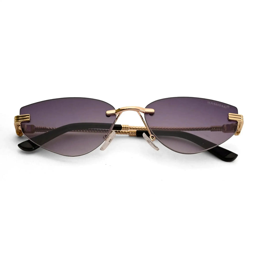 Glimmer | Gradient Purple Medium Rim Less Oval Sunglasses for Men & Women [UV-protected]