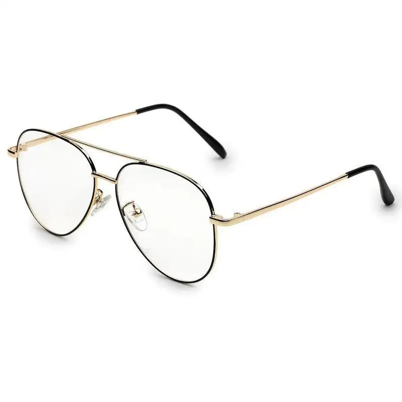 Gravion | Black & Golden Medium Full Rim Aviator Computer Glasses for Men & Women [Blue Block]