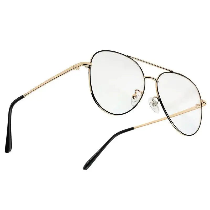 Gravion | Black & Golden Medium Full Rim Aviator Computer Glasses for Men & Women [Blue Block]