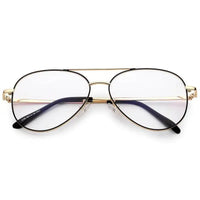 Gravion | Black & Golden Medium Full Rim Aviator Computer Glasses for Men & Women [Blue Block]