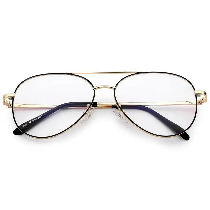 Gravion | Black & Golden Medium Full Rim Aviator Computer Glasses for Men & Women [Blue Block]