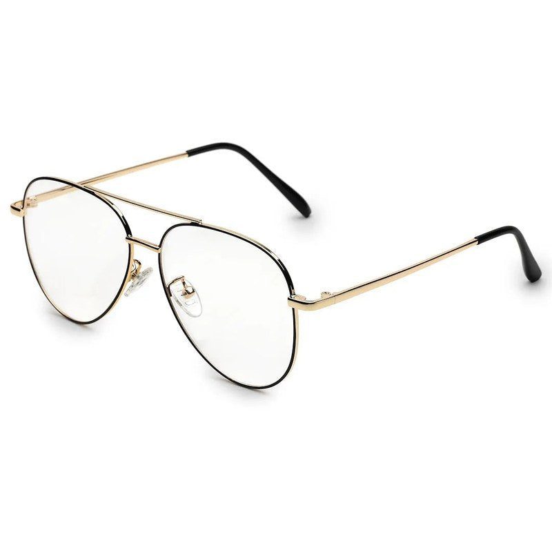 Gravion Black & Golden Medium Full Rim Aviator Computer Glasses for Men & Women — Hashtag Eyewears