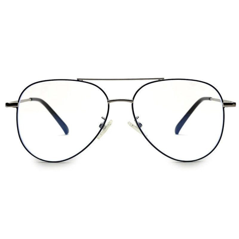 Gravion Blue & Grey Medium Full Rim Aviator Computer Glasses for Men & Women — Hashtag Eyewears