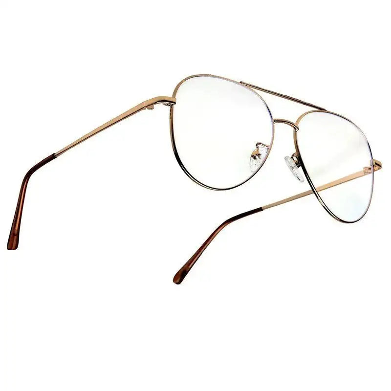 Gravion | Golden Medium Full Rim Aviator Computer Glasses for Men & Women [Blue Block]