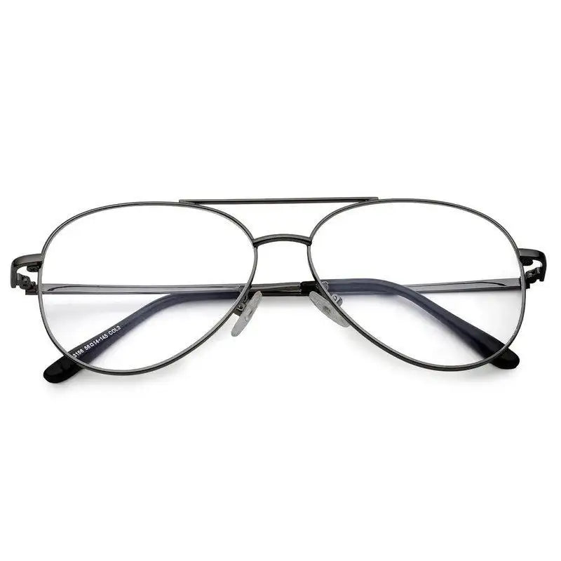 Gravion | Grey Medium Full Rim Aviator Computer Glasses for Men & Women [Blue Block]