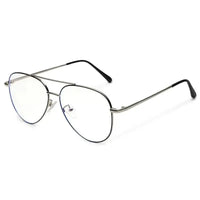 Gravion | Silver & Black Medium Full Rim Aviator Computer Glasses for Men & Women [Blue Block]
