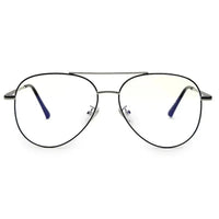 Gravion | Silver & Black Medium Full Rim Aviator Computer Glasses for Men & Women [Blue Block]