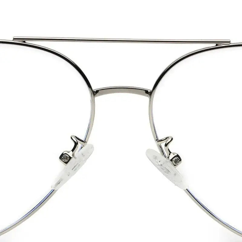 Gravion | Silver & Black Medium Full Rim Aviator Computer Glasses for Men & Women [Blue Block]