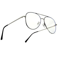 Gravion | Silver & Black Medium Full Rim Aviator Computer Glasses for Men & Women [Blue Block]