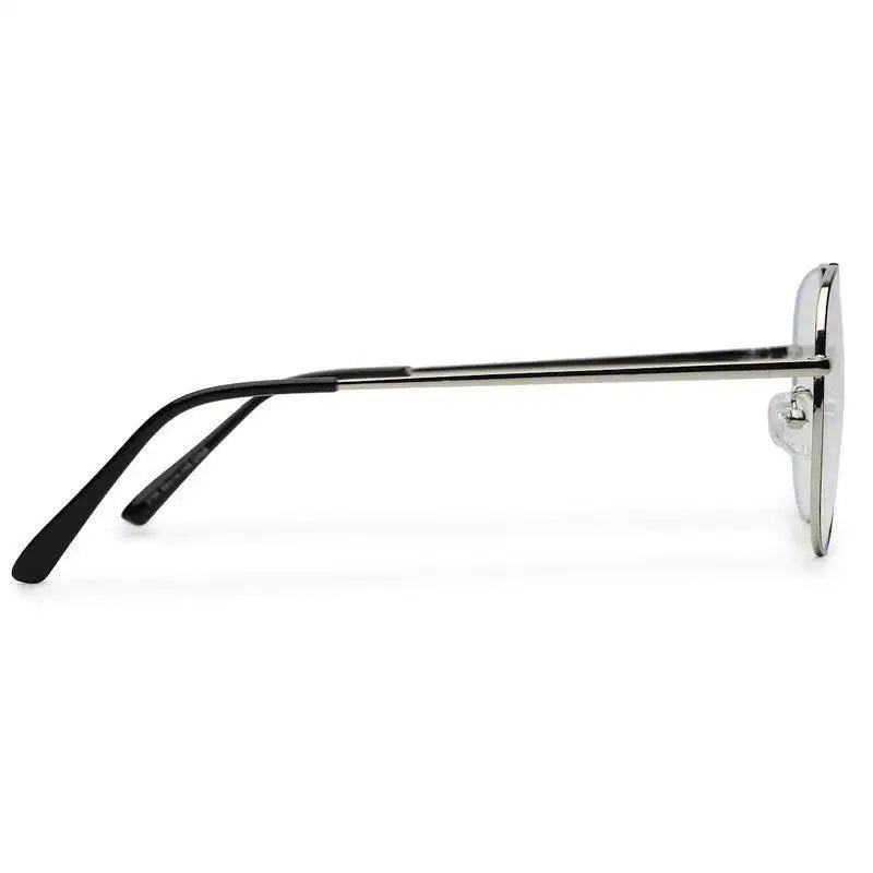 Gravion | Silver & Black Medium Full Rim Aviator Computer Glasses for Men & Women [Blue Block]