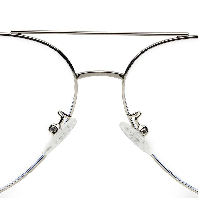 Gravion Silver & Black Medium Full Rim Aviator Computer Glasses for Men & Women — Hashtag Eyewears