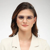 Gravion Silver Medium Full Rim Aviator Computer Glasses for Men & Women — Hashtag Eyewears