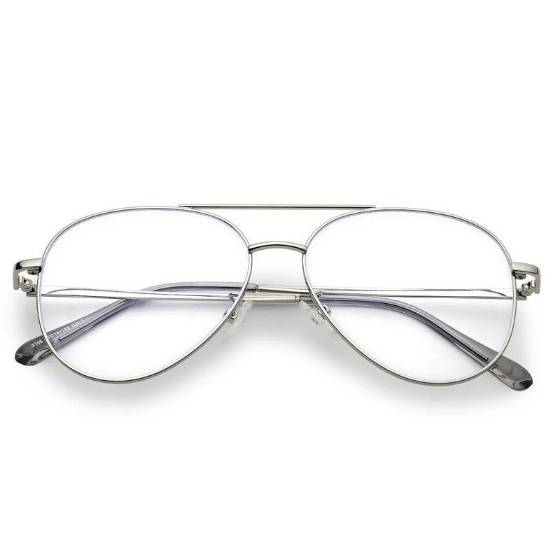Gravion | Silver Medium Full Rim Aviator Computer Glasses for Men & Women [Blue Block]