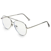 Gravion | Silver Medium Full Rim Aviator Computer Glasses for Men & Women [Blue Block]