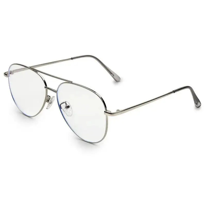 Gravion | Silver Medium Full Rim Aviator Computer Glasses for Men & Women [Blue Block]
