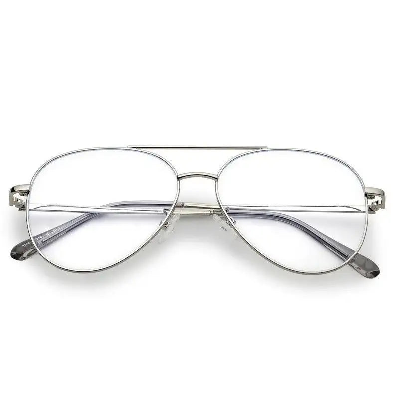 Gravion | Silver Medium Full Rim Aviator Computer Glasses for Men & Women [Blue Block]