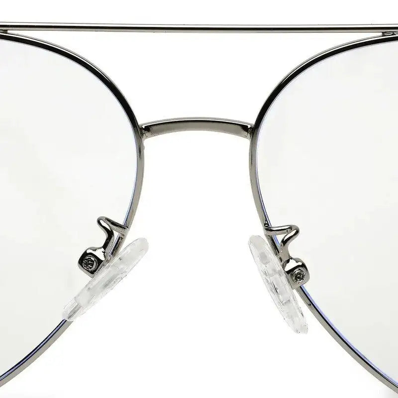 Gravion | Silver Medium Full Rim Aviator Computer Glasses for Men & Women [Blue Block]