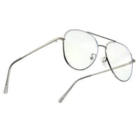 Gravion | Silver Medium Full Rim Aviator Computer Glasses for Men & Women [Blue Block]