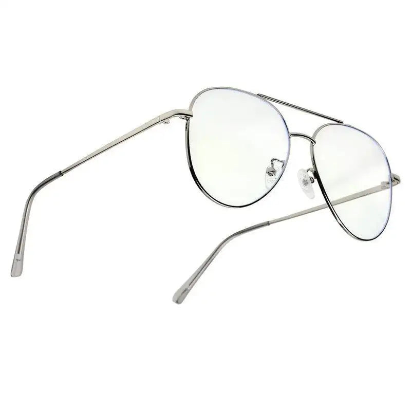 Gravion | Silver Medium Full Rim Aviator Computer Glasses for Men & Women [Blue Block]