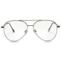 Gravion | Silver Medium Full Rim Aviator Computer Glasses for Men & Women [Blue Block]