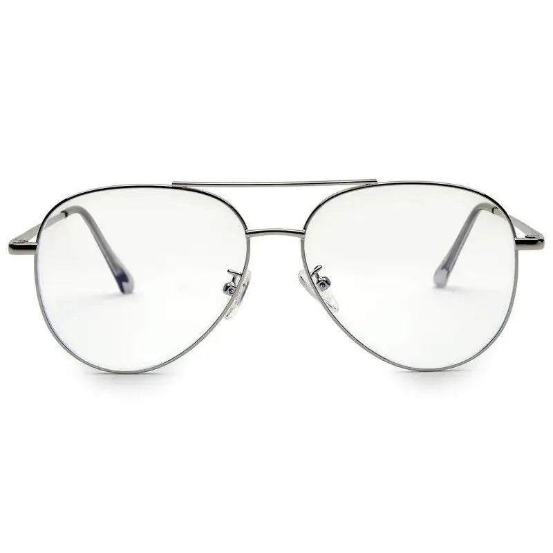 Gravion | Silver Medium Full Rim Aviator Computer Glasses for Men & Women [Blue Block]