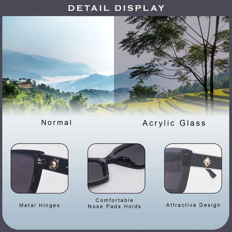 Gravon | Black Large Full Rim Wayfarer Sunglasses for Women [UV-protected]