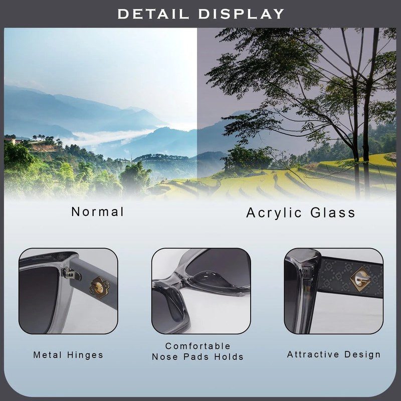 Gravon Grey Large Full Rim Wayfarer Sunglasses for Women — Hashtag Eyewears