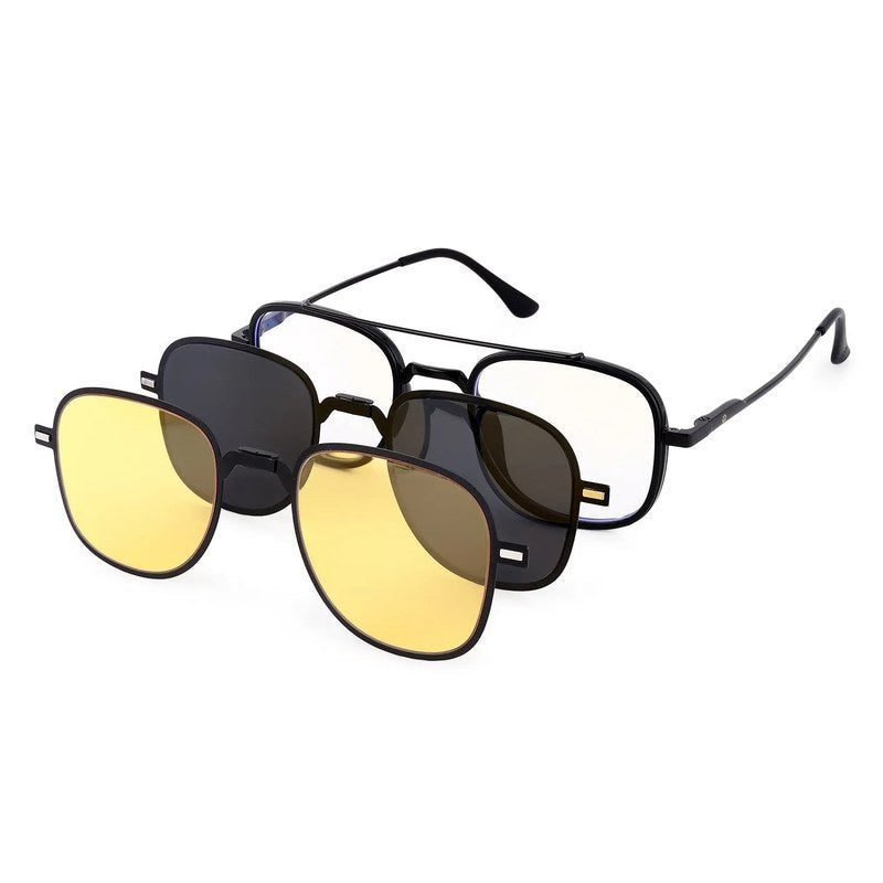 Grexar Black Medium Full Rim Square Clip-on for Men & Women — Hashtag Eyewears