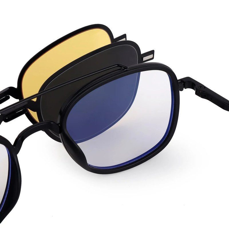 Grexar | Black Medium Full Rim Square Clip-on for Men & Women [UV-protected]