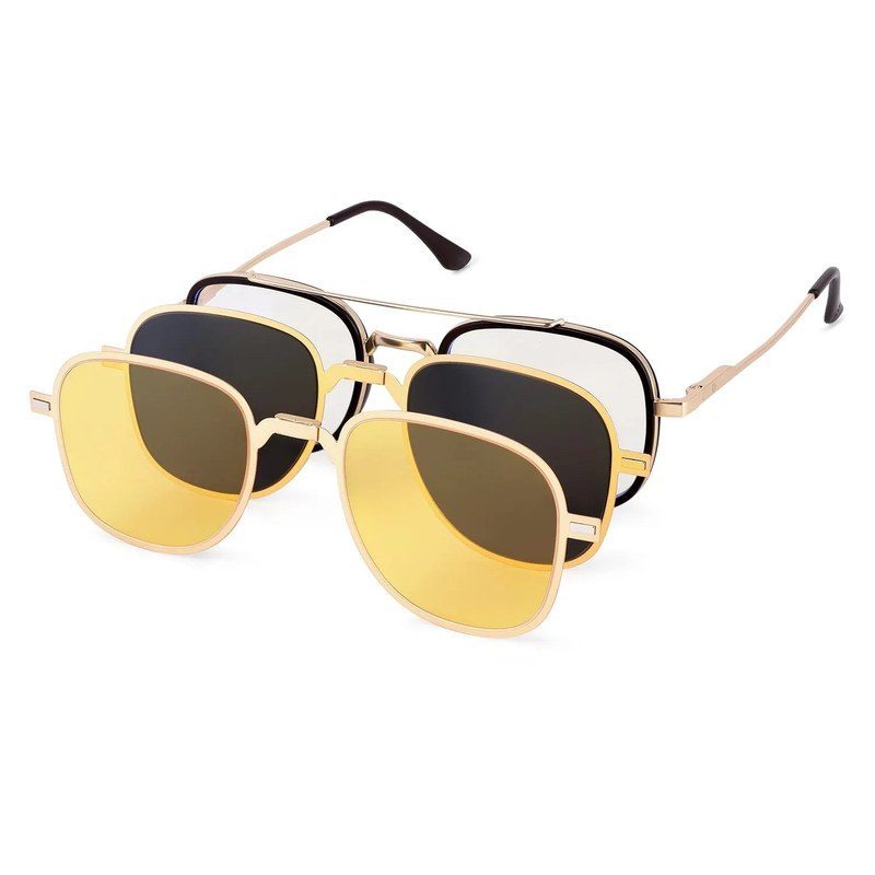 Grexar Golden & Brown Medium Full Rim Square Clip-on for Men & Women — Hashtag Eyewears