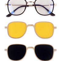 Grexar Golden & Brown Medium Full Rim Square Clip-on for Men & Women — Hashtag Eyewears