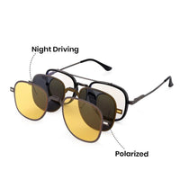 Grexar Grey & Black Medium Full Rim Square Clip-on for Men & Women — Hashtag Eyewears