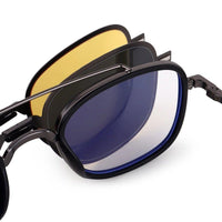 Grexar Grey & Black Medium Full Rim Square Clip-on for Men & Women — Hashtag Eyewears