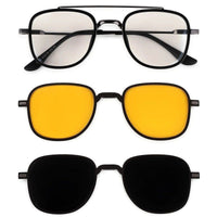Grexar Grey & Black Medium Full Rim Square Clip-on for Men & Women — Hashtag Eyewears